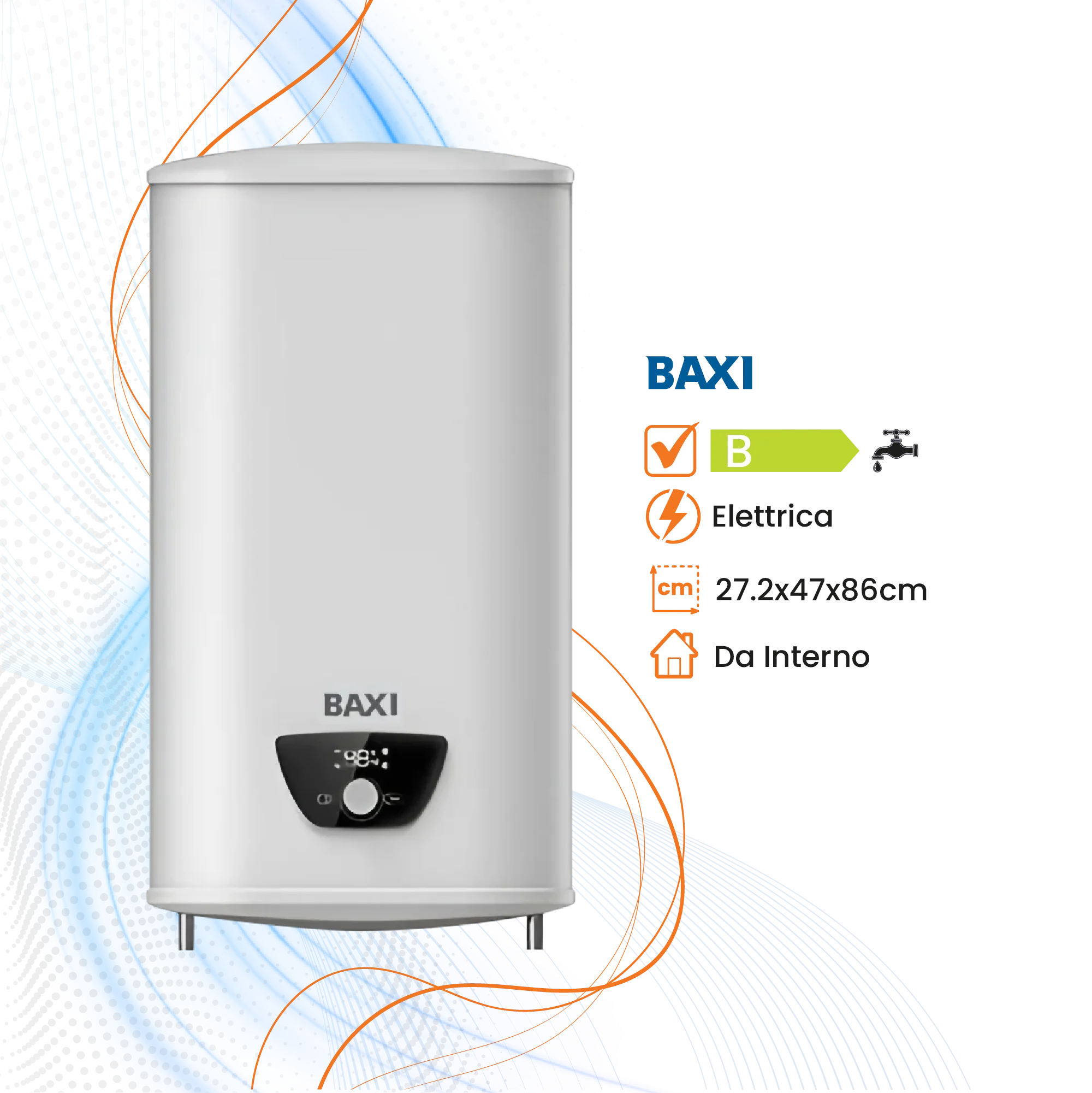 Scaldabagno Baxi Lite Compact Elettrico Orizzontale/Verticale