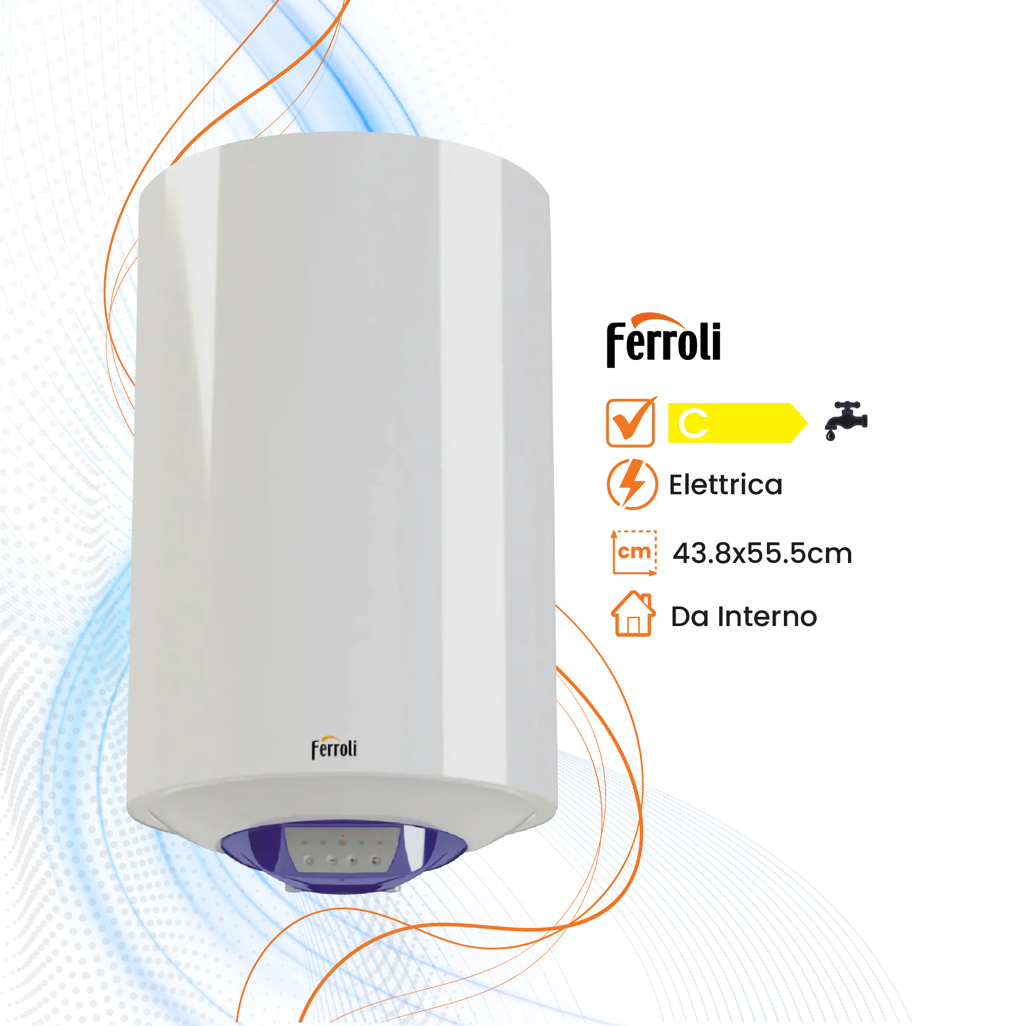 Scaldabagno Ferroli Calypso Smart Elettrico Orizzontale/Verticale