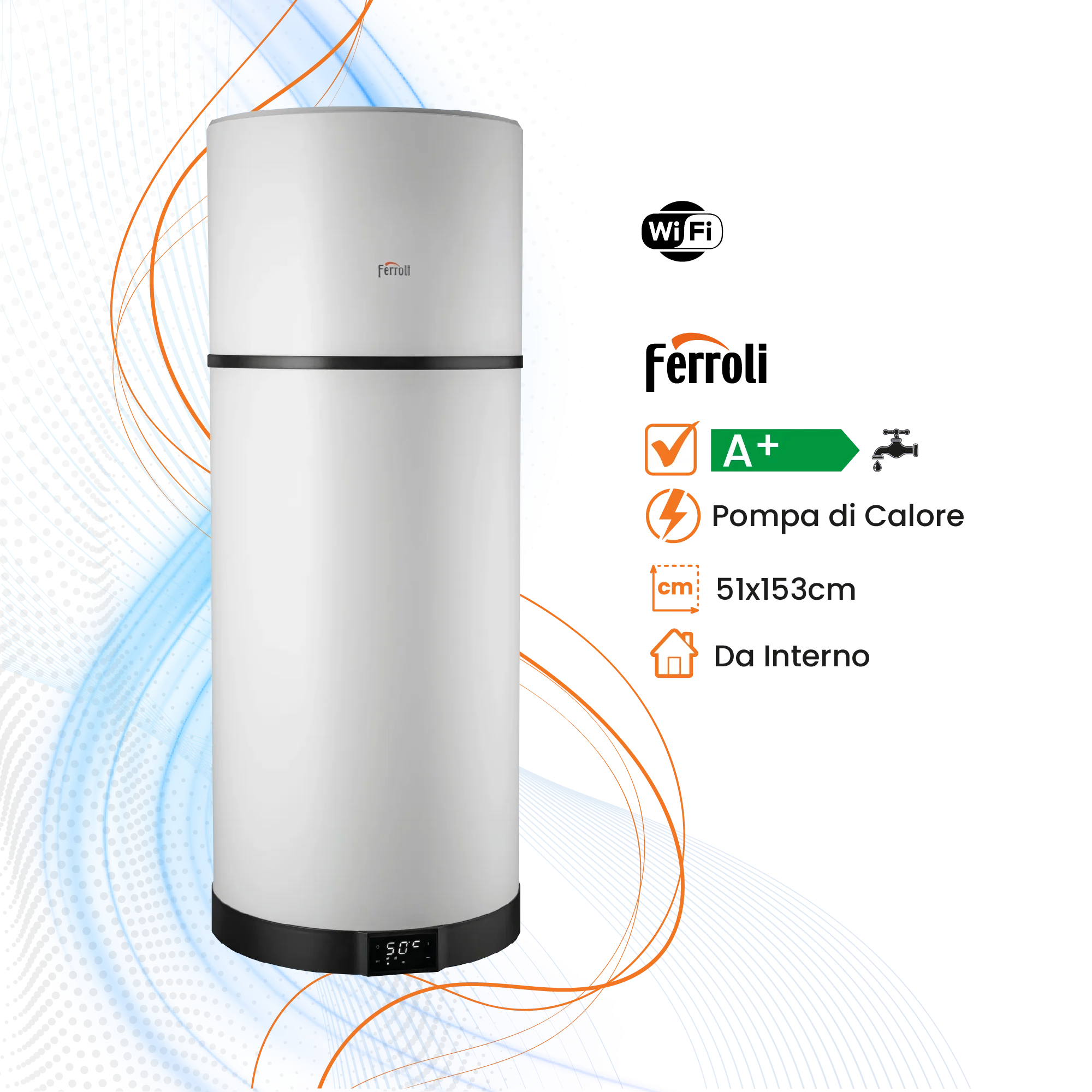 Scaldabagno Ferroli Egea Tech LT a Pompa Di Calore WiFi