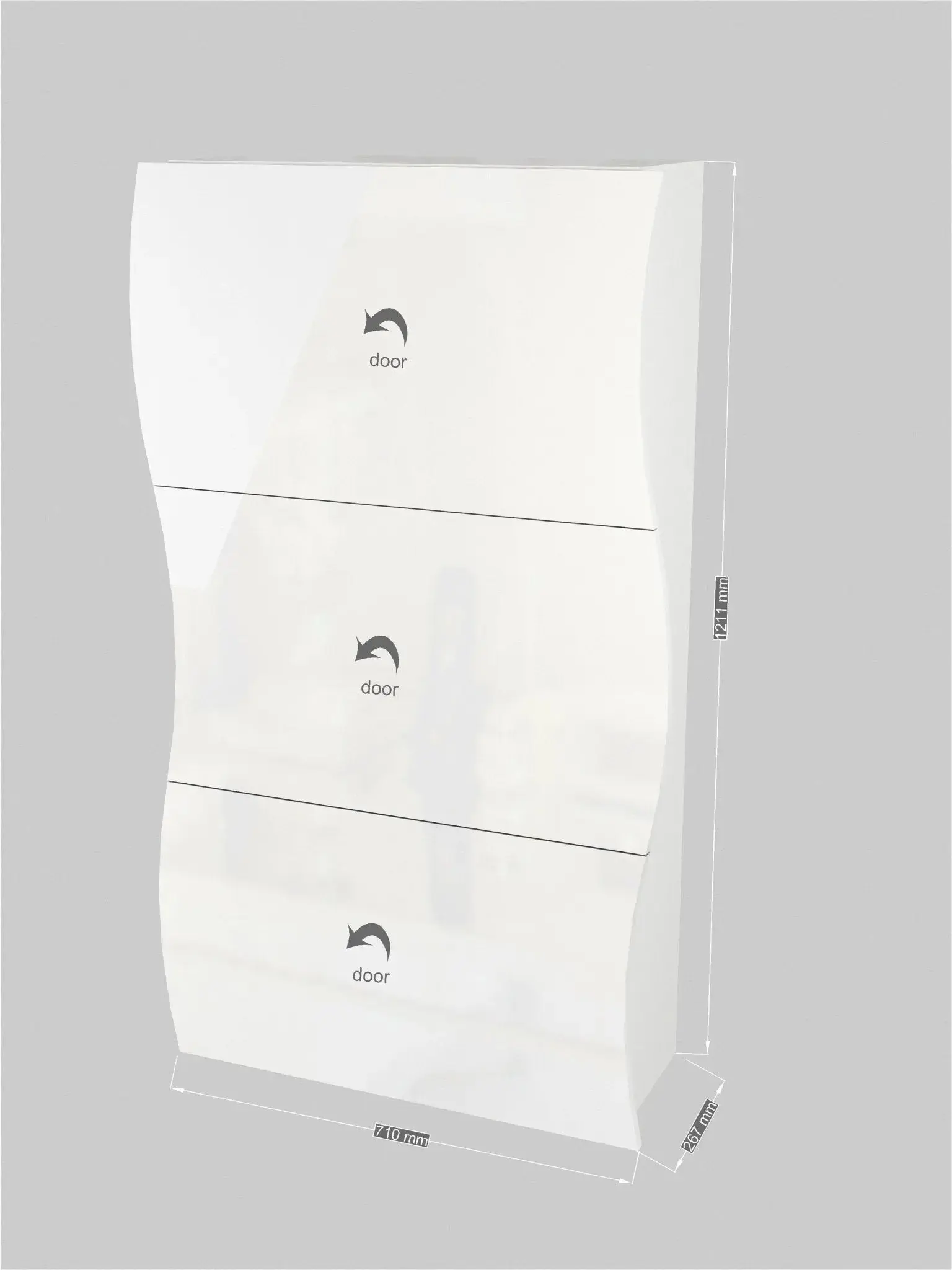 Scarpiera Moderna a Ribalta ONDA Bianco Lucido con 3 Ante - Image 2