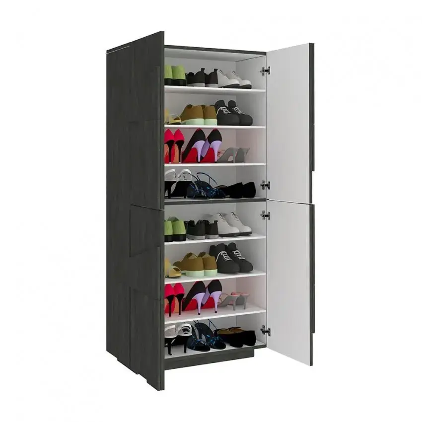 Scarpiera PING con 4 ante battenti dal design moderno in ardesia - Image 4