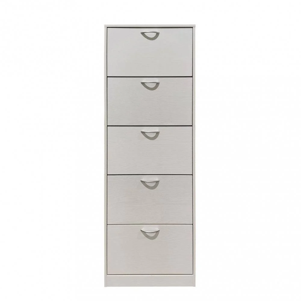Scarpiera Legno 5 Ante Susie Bianca - 60x24x180cm, Color Bianco
