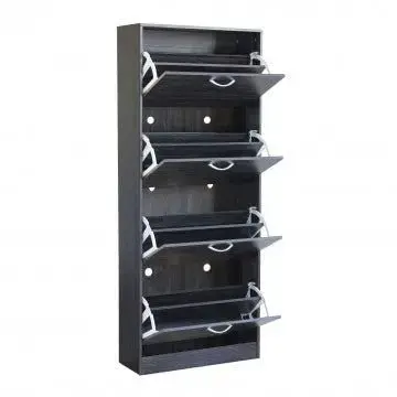 Scarpiera Wendy Grigio Scuro: Legno, cm 60x24x150 - Image 3