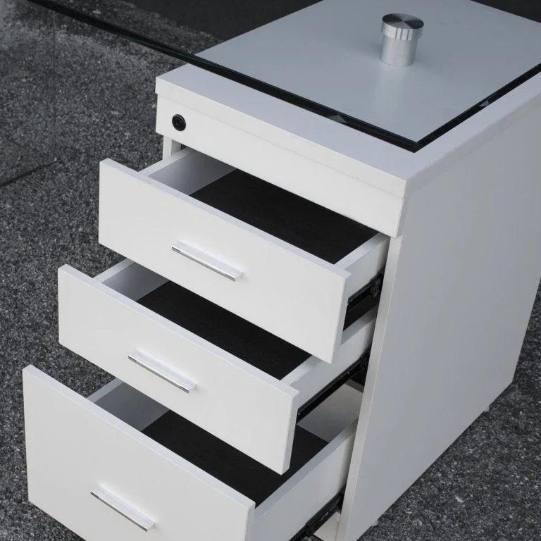 Scrivania B-Desk con cassettiera in vetro curvato L.125,5 P.65 H.74,5 - Image 3