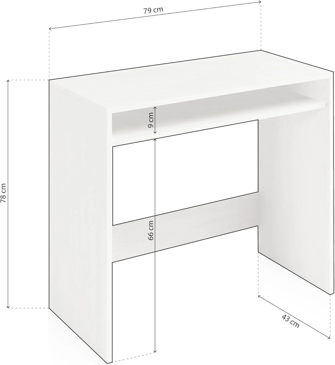 Scrittoio compatto bianco Alpes - 79x43x79 cm con ripiani moderni - Image 4