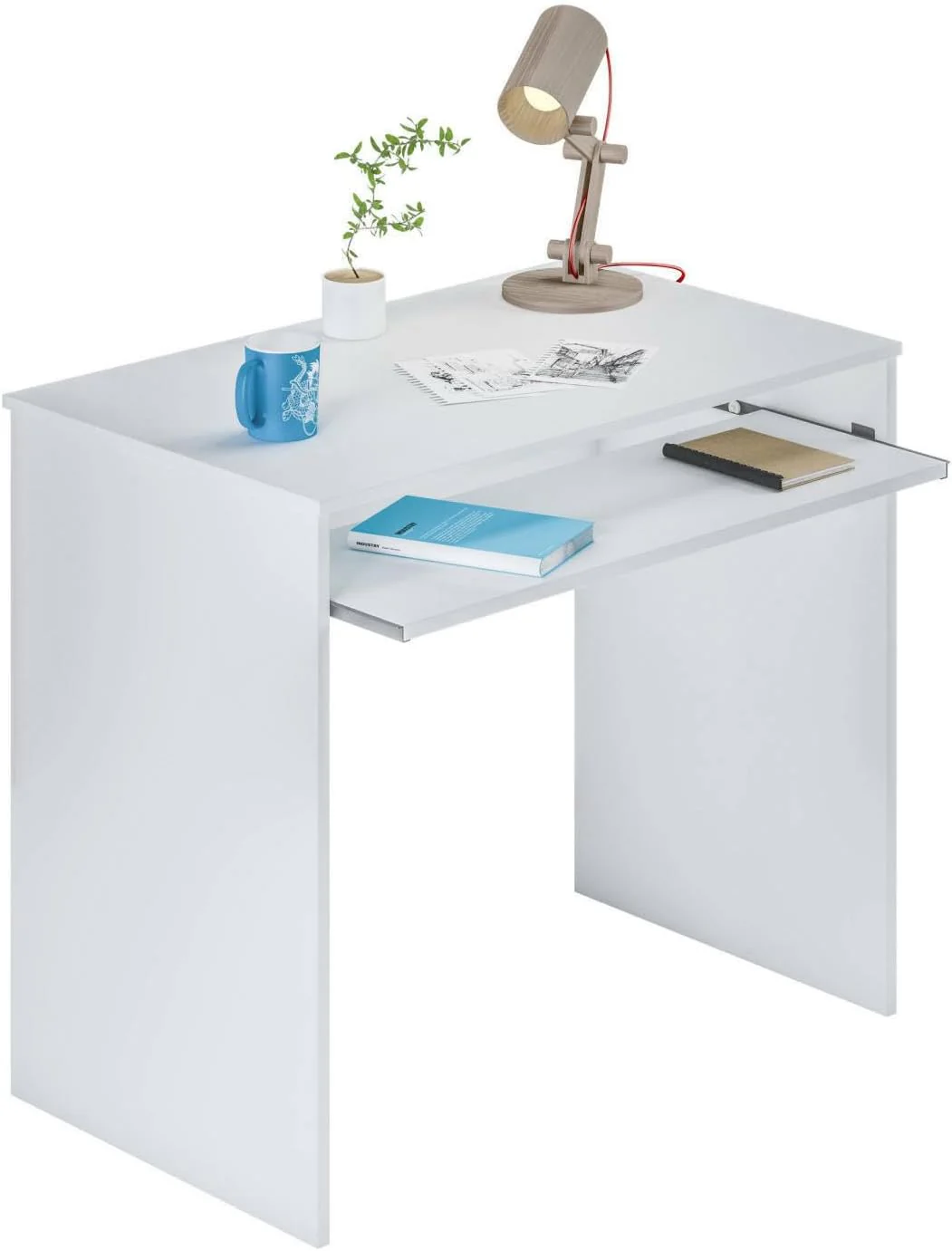Scrittoio con piano estraibile bianco 90x54x79h - Image 3
