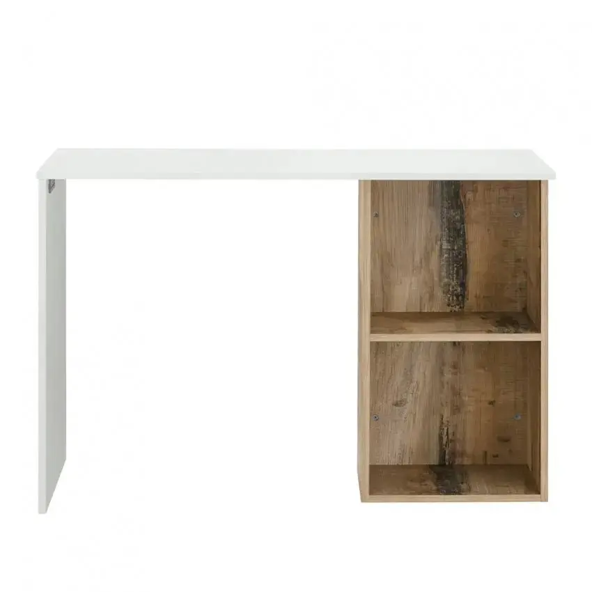 Scrivania moderna in bianco lucido con design CONTI acero pereira - Image 2