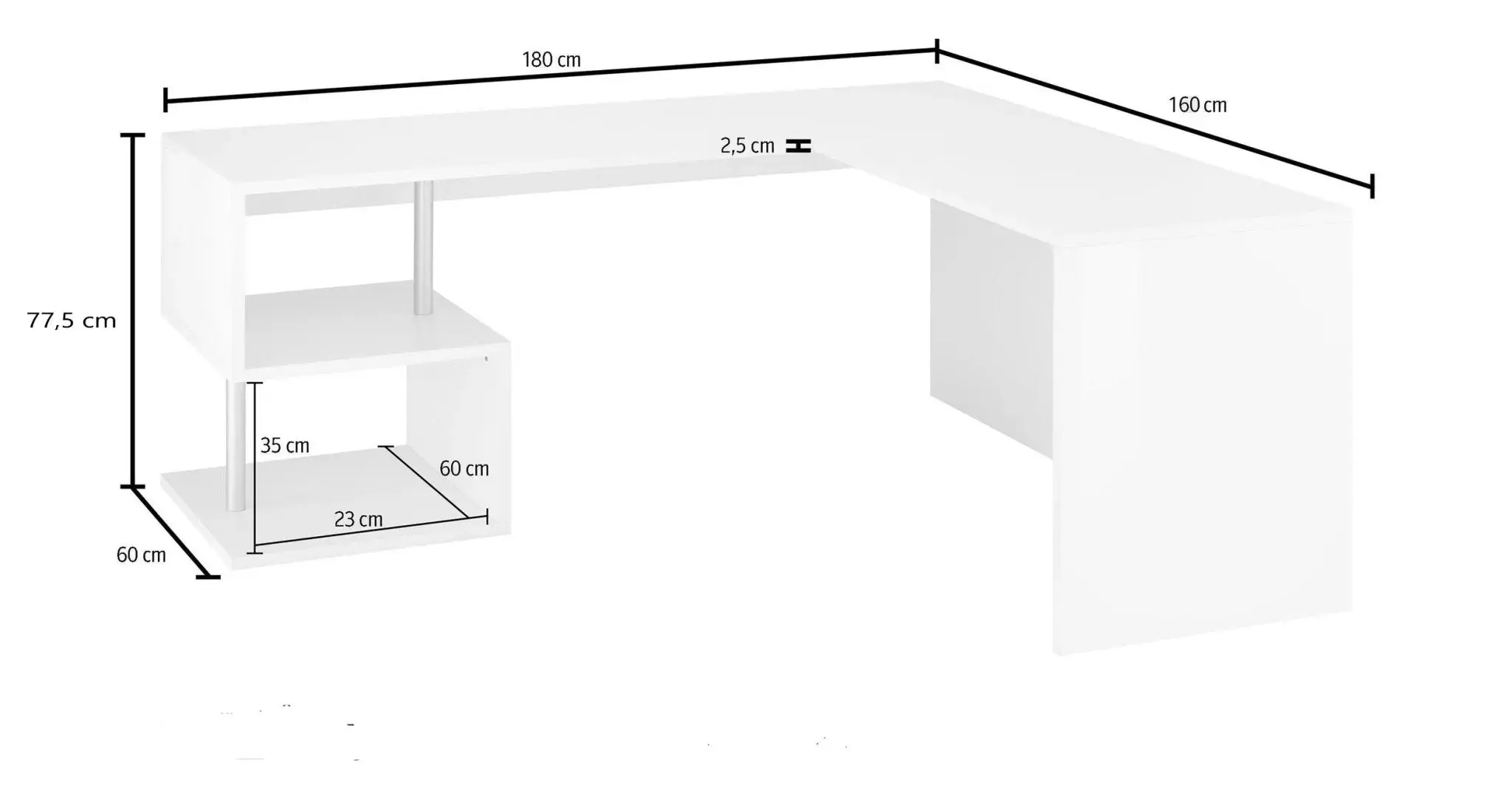 Scrivania Angolare ESSE - Design Moderno Bianco Lucido - Image 2