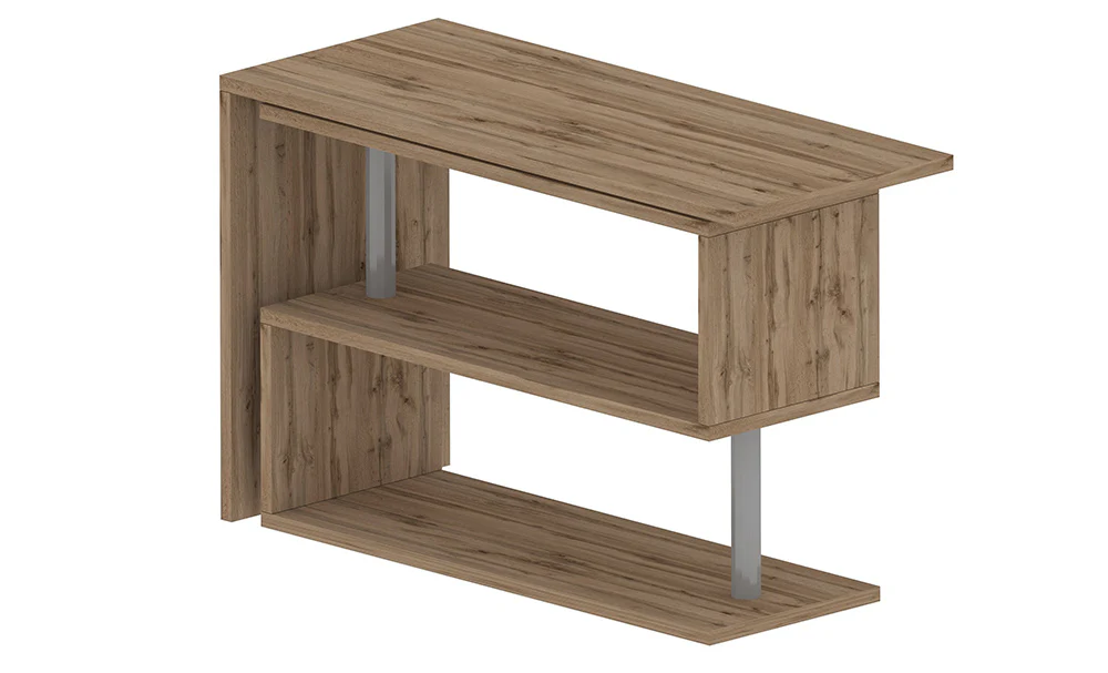 Scrivania Girevole Design VOLTA – 120x65x75 cm, Ripiani Aperti Rovere - Image 2
