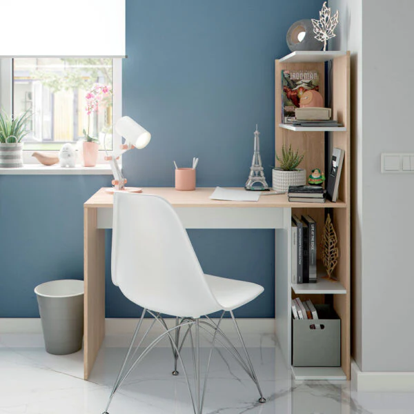 Scrivania Libreria WS Double 110x52x136h in Rovere Canadian e Bianco Artik - Image 2
