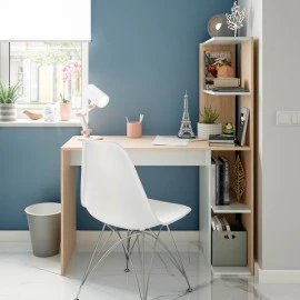 Scrivania Libreria WS Double 110x52x136h in Rovere Canadian e Bianco Artik - Image 3