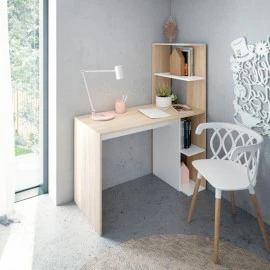 Scrivania Libreria WS Double 110x52x136h in Rovere Canadian e Bianco Artik - Image 4