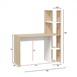 Scrivania Libreria WS Double 110x52x136h in Rovere Canadian e Bianco Artik - Image 5