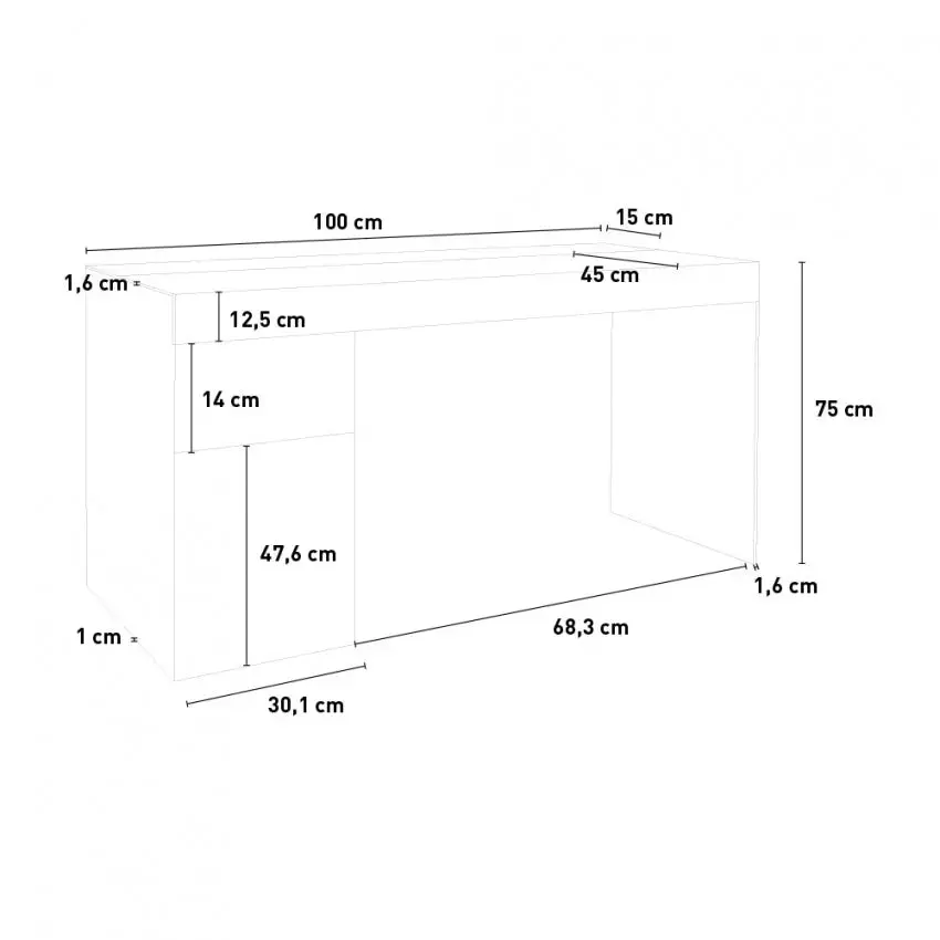Scrivania SLIDING 100  design moderno larice bianco acero pereira - Image 16