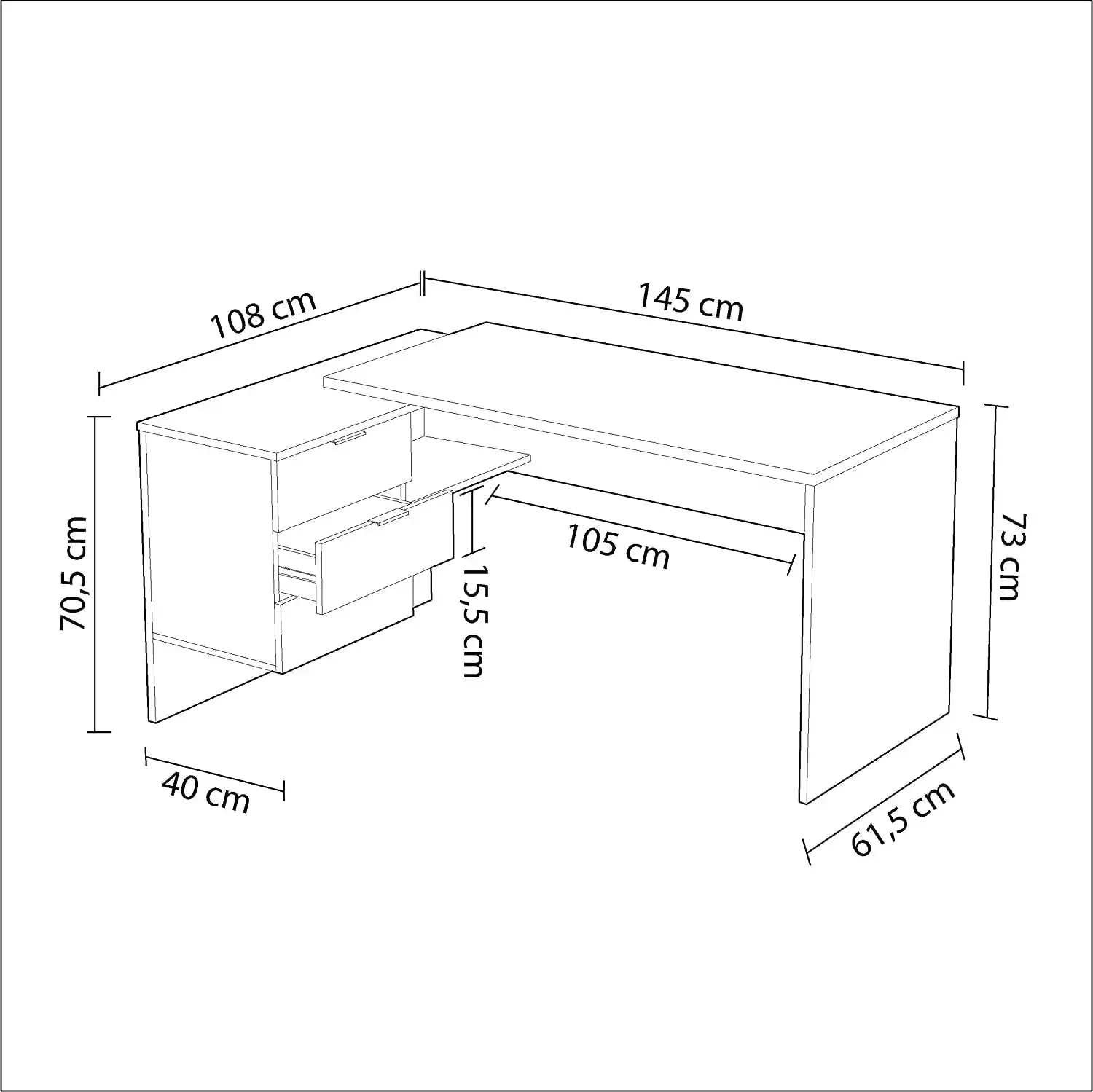 Scrivania reversibile in laminato rovere con cassettiera bianca - Image 8