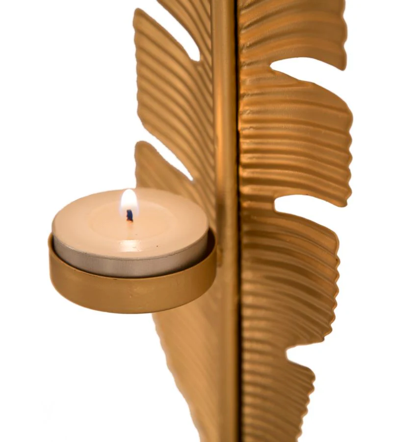 Scultura Elegante con Porta Candela Foglia cm 10x10x34 - Image 7