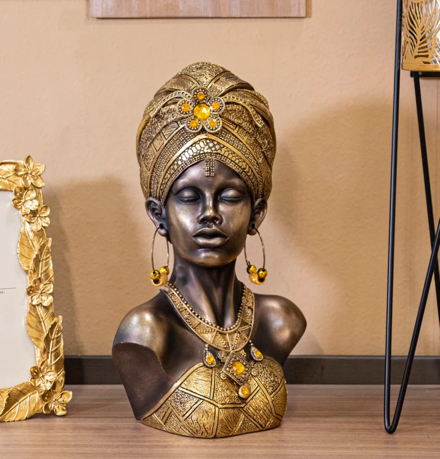 Scultura Africana Mumbasa - Busto Femminile Elegante 21x15x34 cm - Image 6