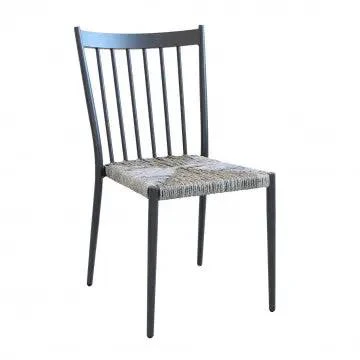 Sedia impilabile Martinica con Seduta in Polyrattan Grigio Mélange - Senza Braccioli