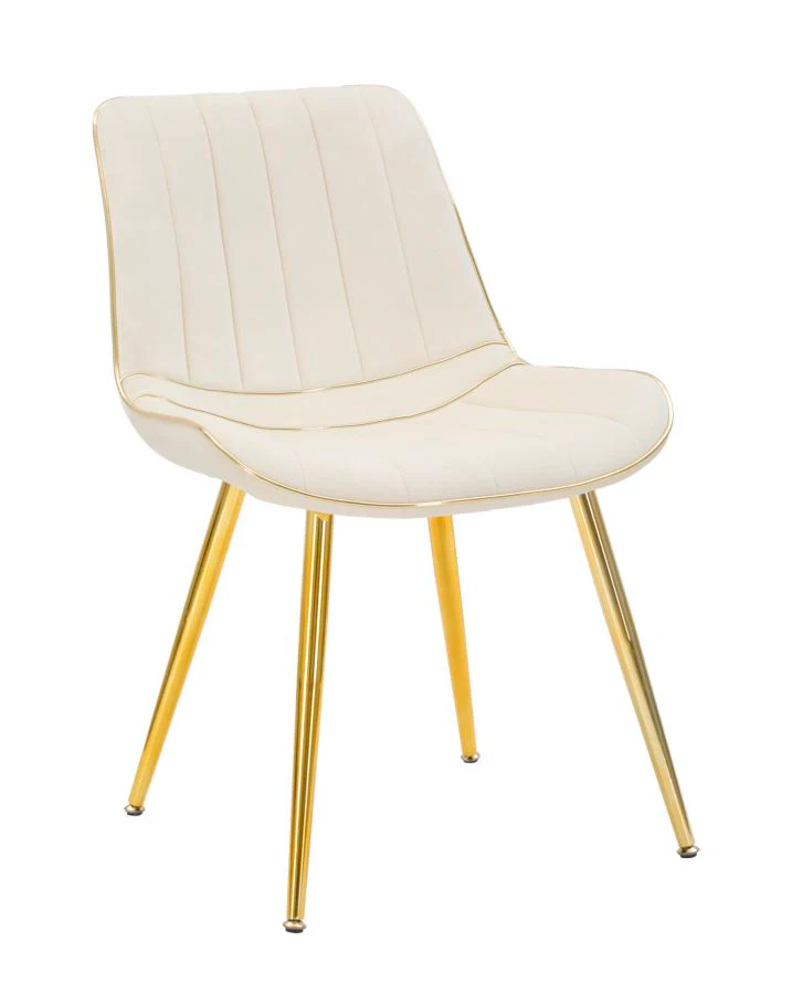 Set di 2 Sedie Paris Crema e Oro cm 51x59x79