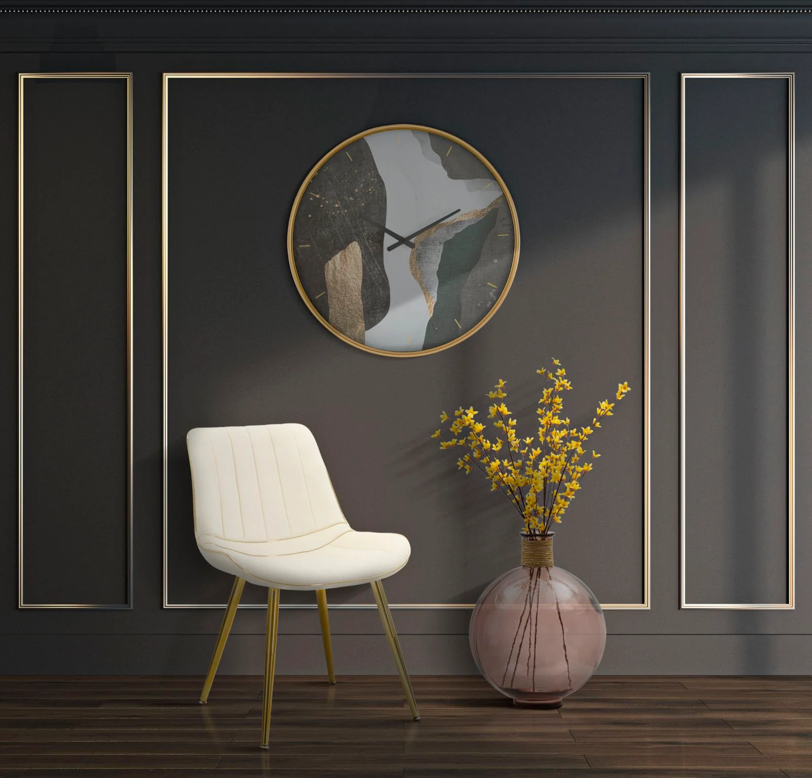 Set di 2 Sedie Paris Crema e Oro cm 51x59x79 - Image 2