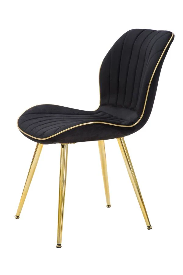 Set di Sedie Eleganti Paris Space Nere e Dorate - 2 Pz cm 46x58x77 - Image 3