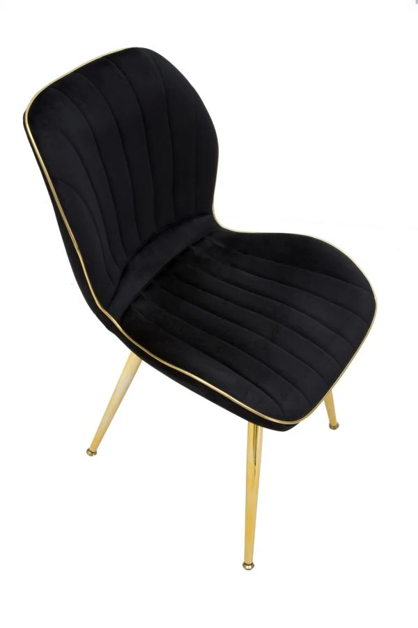 Set di Sedie Eleganti Paris Space Nere e Dorate - 2 Pz cm 46x58x77 - Image 5