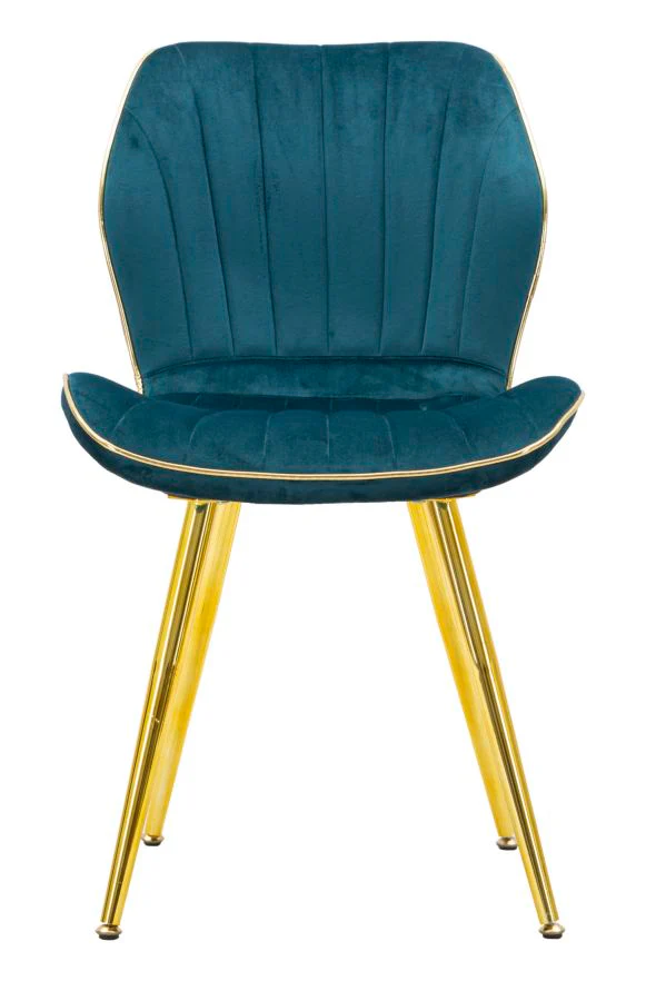 Sedia Paris Space Set di 2 pz in Velluto Ottanio con Dettagli Dorati 46x58x77 cm - Image 2