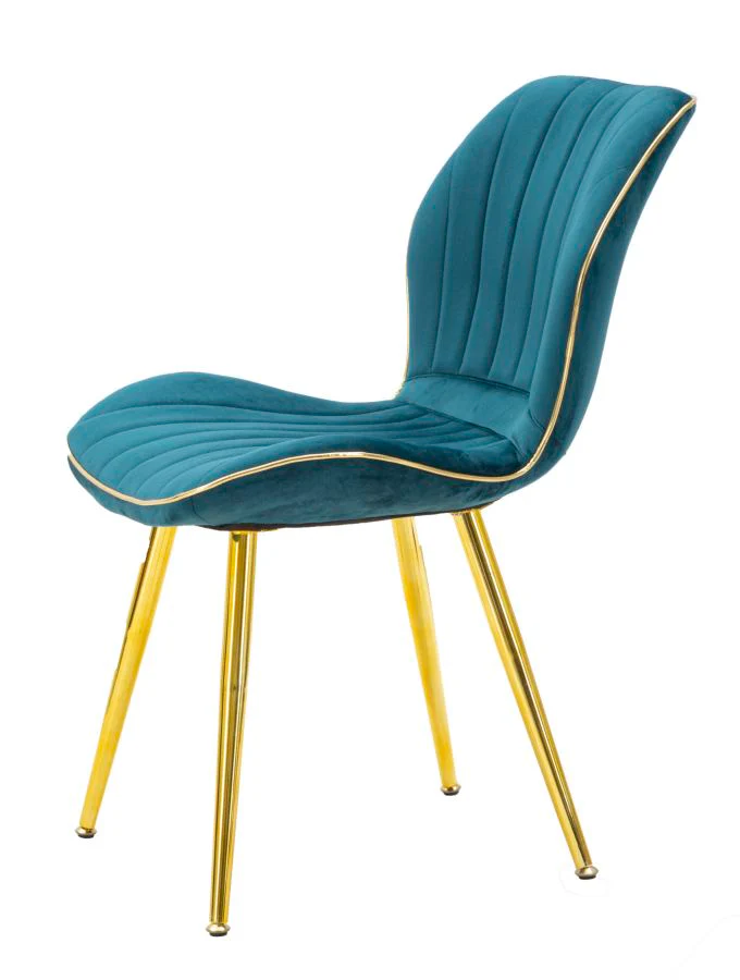 Sedia Paris Space Set di 2 pz in Velluto Ottanio con Dettagli Dorati 46x58x77 cm - Image 3