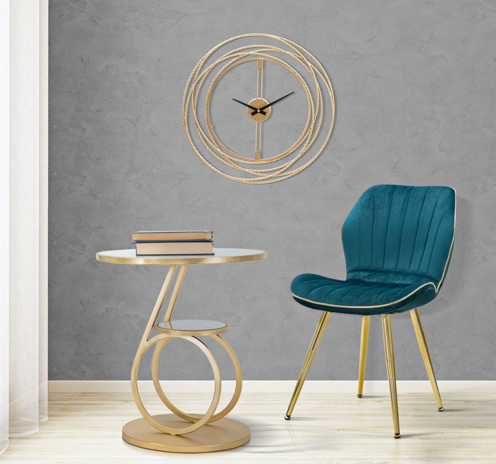 Sedia Paris Space Set di 2 pz in Velluto Ottanio con Dettagli Dorati 46x58x77 cm - Image 8
