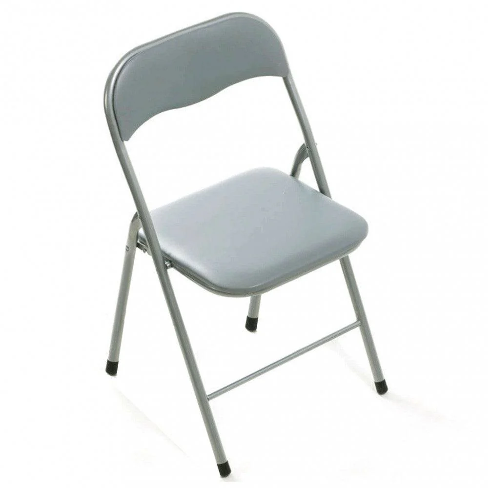 Sedia Pieghevole Slim- Grigia Chiara Opaca - PVC e Acciaio - Image 2