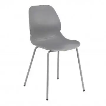 Sedia Stoccarda Grigia - cm 46x54x84h - Polipropilene e Gambe in Metallo