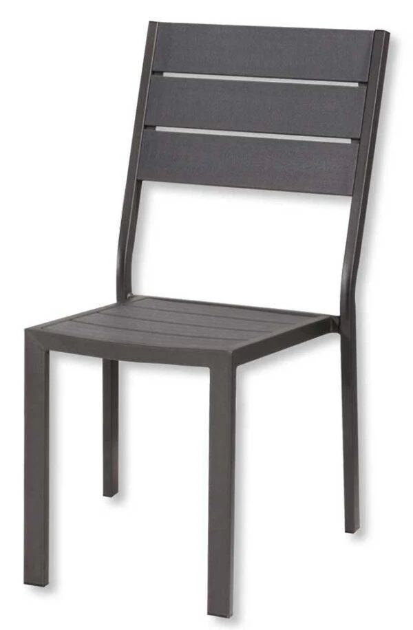 Sedia Tenerife 62x45x88h cm – Struttura in Metallo e Doghe HDPE Effetto Legno Grigio