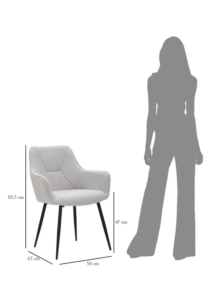 Set di Sedie Eleganti Vicenza Grigie 2 Pz 58x63x85,5 cm - Image 9