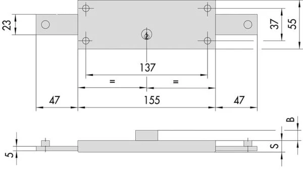 Serratura centrale per serrande E.78 in acciaio zincato con cilindro in ottone - Image 2