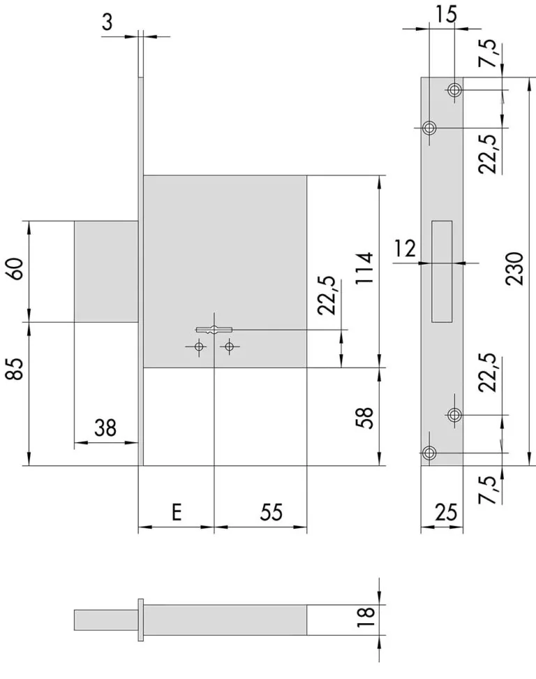 Serratura da Infilare a Doppia Mappa con 4 Mandate E.60 '57010' in Acciaio Satinato Nichelato - Image 2