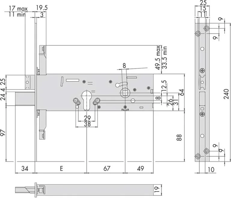 Serratura da Infilare con Profilo Europeo E.90 64MM in Acciaio Zincato - Image 2