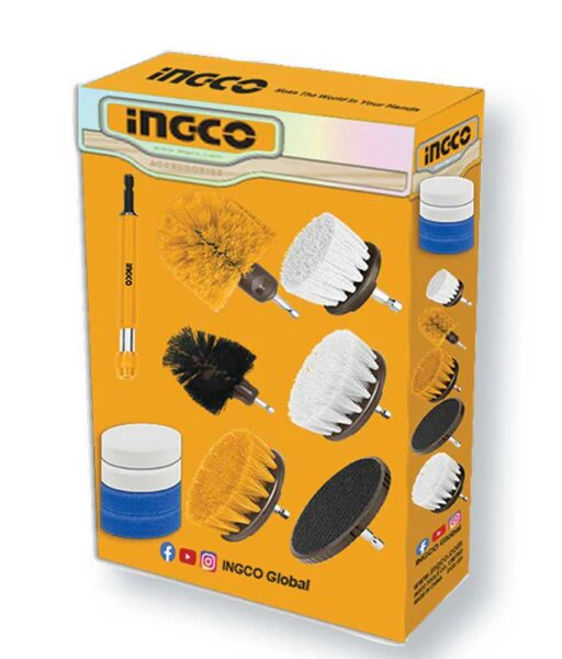 Set 11 Spazzole Multiuso con Gambo 1/4" Ingco