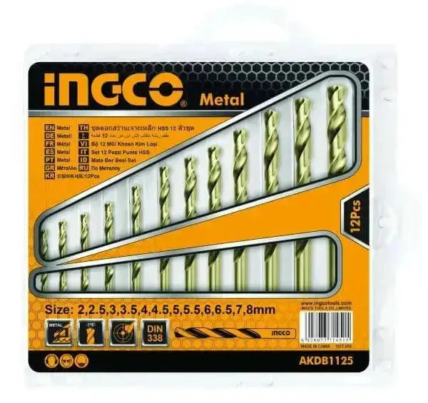 Set 12 punte trapano hss per metallo ingco