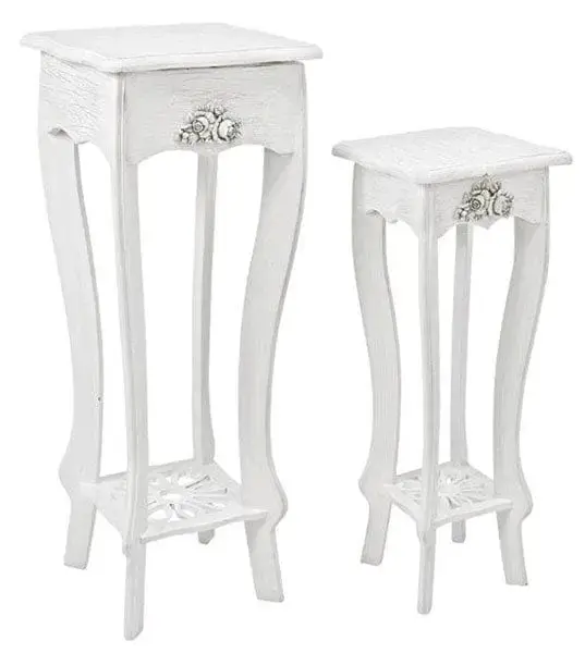 Set tavolo esterno bianco cassetto + ripiano
