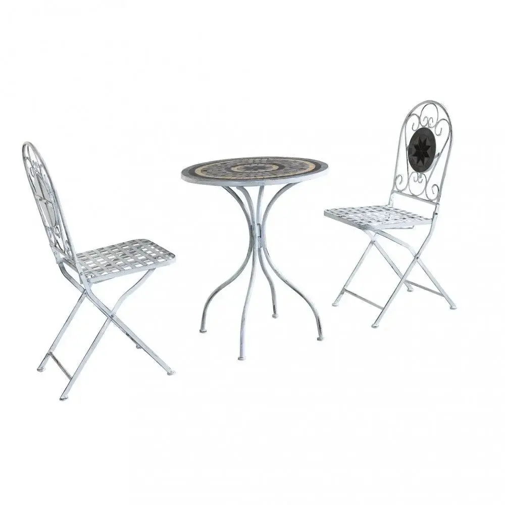 Set Bistro Alison 3 pezzi: Bianco Antico Tavolo cm 60x72, Sedie cm 36x35x91 - Image 2
