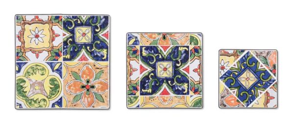 Set 3 Tavolini da Esterno in Ferro e Ceramica Paloma – Design a Mosaico - Image 2