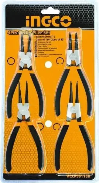 Set quattro pinze per anelli elastici ingco