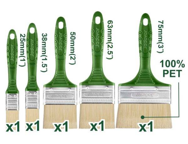 Set 5 Pennelli in Setola Bionda 100% PET – Manico in Plastica