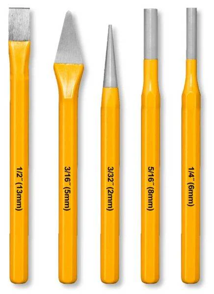 Set 5 Scalpelli e Punzoni a Freddo – Acciaio 40Cr con Custodia
