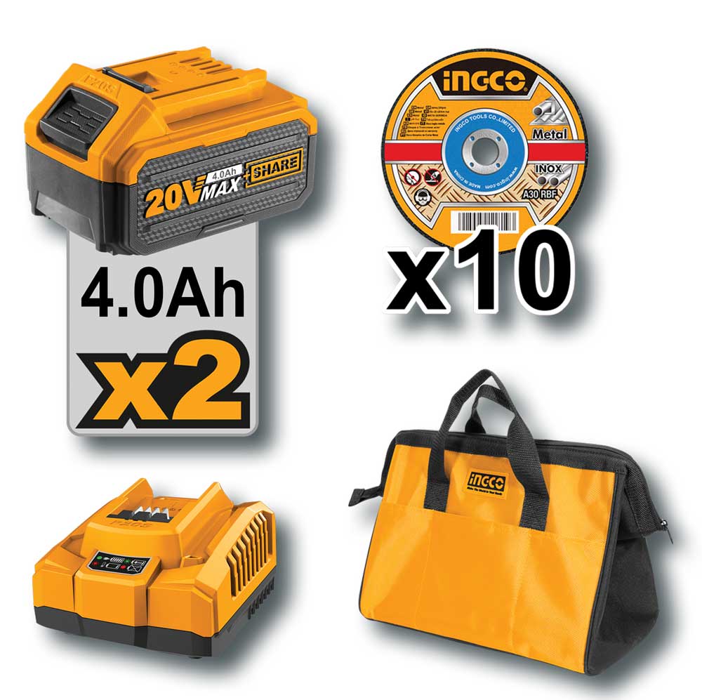 Set trapano e smerigliatrice 20V con 2 batterie 4ah e caricabatterie - Image 2