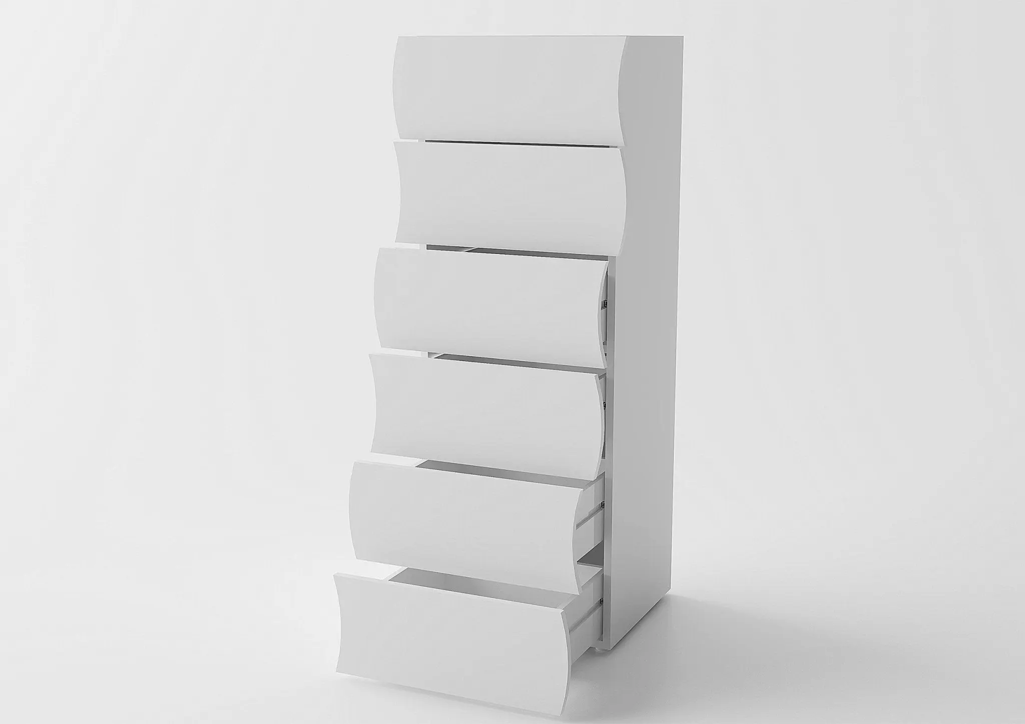 Settimino Moderno ONDA Bianco Lucido a 6 Cassetti - Image 2