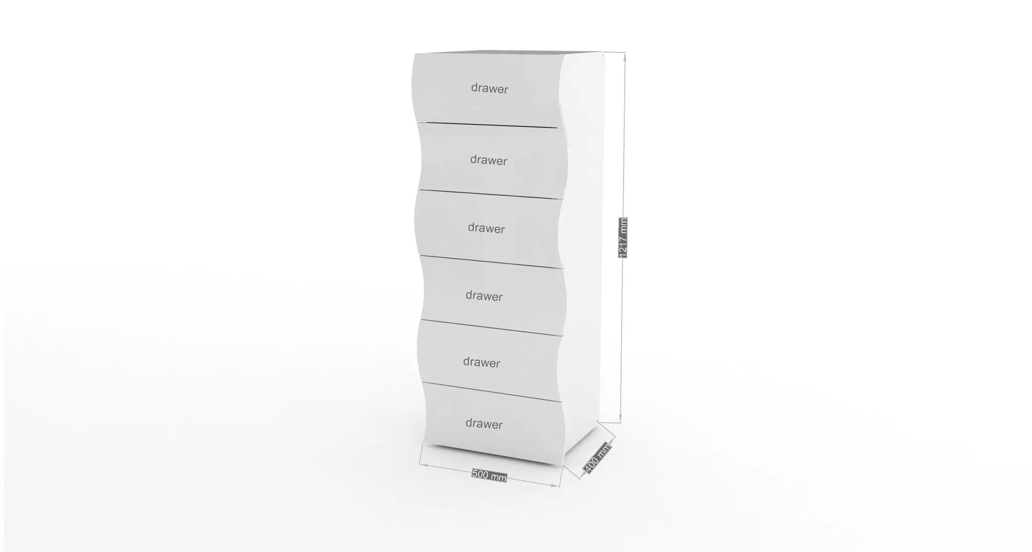 Settimino Moderno ONDA Bianco Lucido a 6 Cassetti - Image 4
