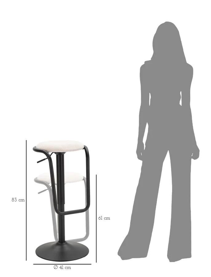 Sgabello bar girevole Destiny bianco ø 41 cm, altezza regolabile 61-83 cm - Image 8