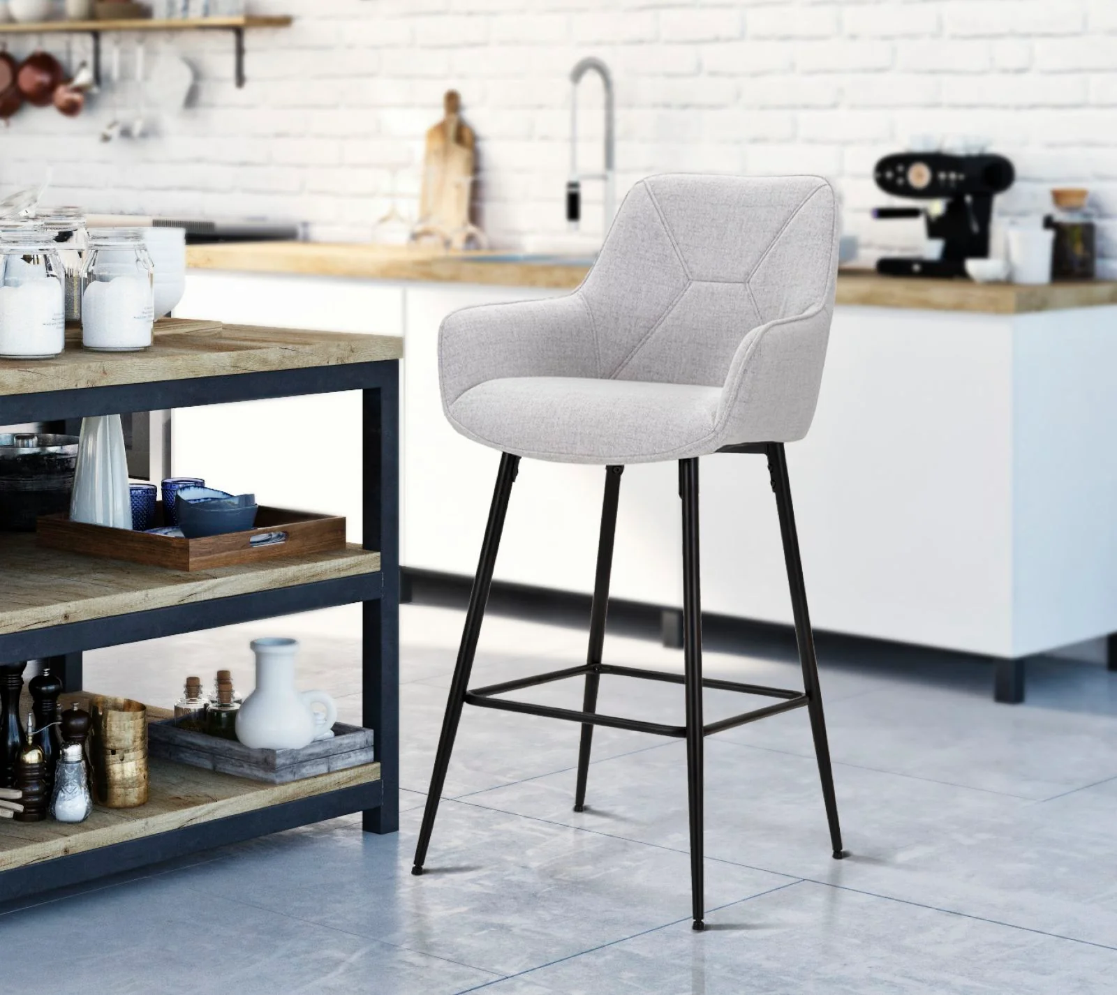 Set di Sgabelli Bar Grigi - 2 Pezzi Moderni 55x55x109 cm - Image 10