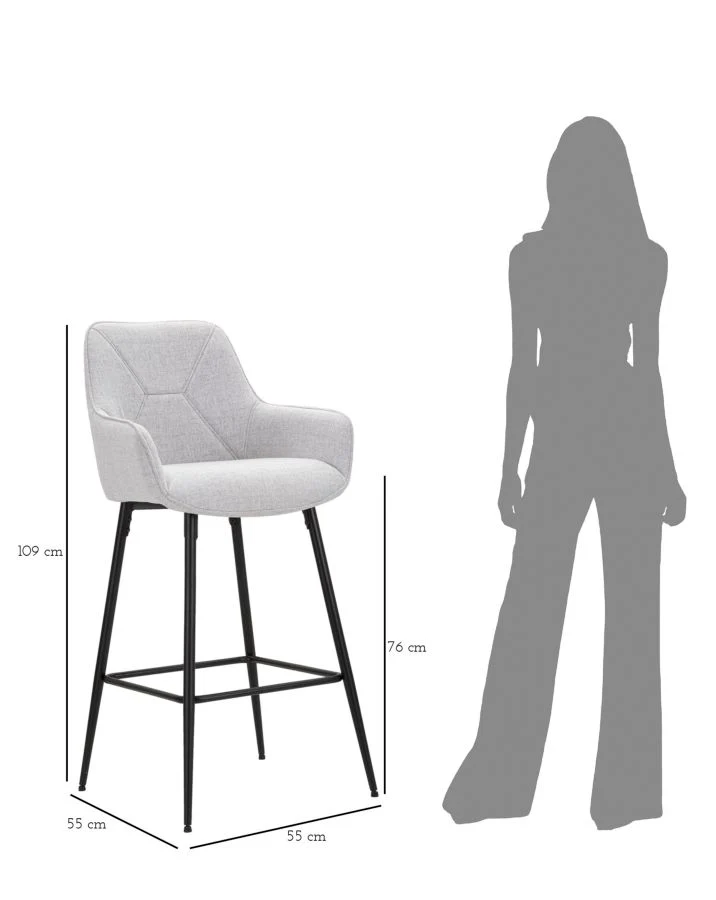 Set di Sgabelli Bar Grigi - 2 Pezzi Moderni 55x55x109 cm - Image 11